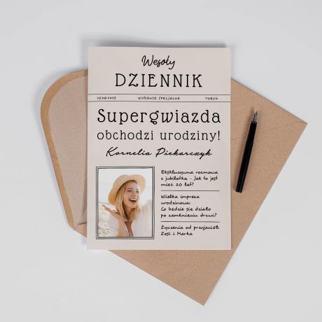 Personalizowana kartka urodzinowa A4 GAZETA kartka dla koleanki upominek dla koleanki