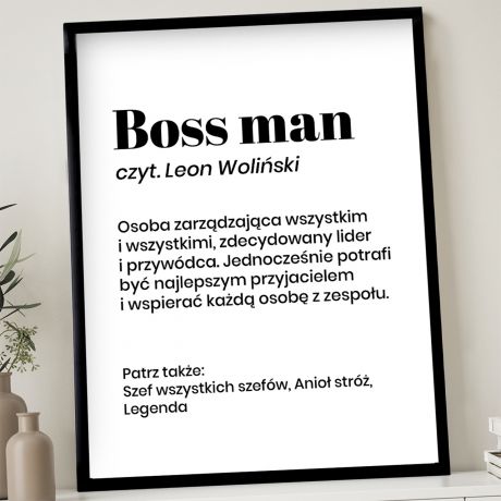 Personalizowany plakat dla szefa BOSS MAN prezent dla szefa na urodziny prezent na urodziny dla szefa