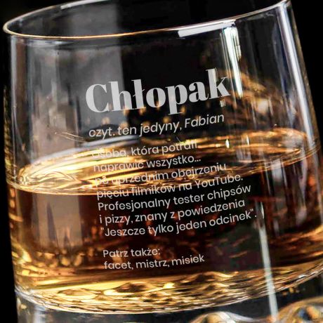 Grawerowana szklanka DEFINICJA prezent na Dzie Chopaka prezent dla chopaka szklanka do whisky