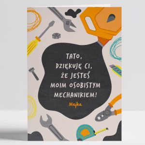 Kartka z podzikowaniem dla taty OSOBISTY MECHANIK podzikowanie dla taty mieszne podzikowanie