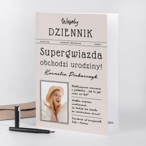 Personalizowana kartka urodzinowa A4 GAZETA kartka dla koleanki upominek dla koleanki