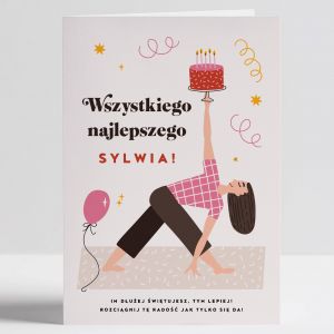 Personalizowana kartka urodzinowa PILATES kartka na urodziny prezent dla joginki prezent dla fitnesiary