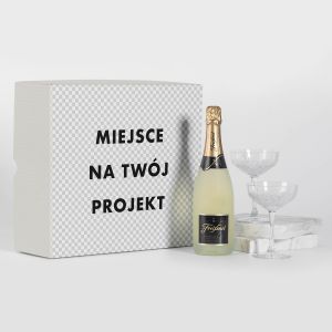 Personalizowany box z winem i kieliszkami TWJ PROJEKT zestaw z alkoholem personalizowany prezent