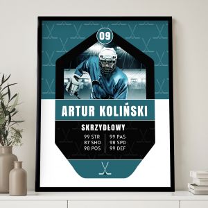 Plakat KARTA ZAWODNIKA prezent dla hokeisty plakat sportowy prezent dla sportowca prezent dla fana hokeja