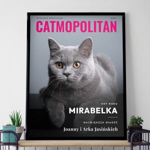 Plakat ze zdjciem MAGAZYN CATMOPOLITAN prezent dla kociarzy plakat z kotem prezent dla kociary