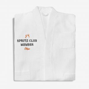 Szlafrok waflowy biay SPRITZ CLUB prezent dla kumpeli szlafrok damski prezent dla przyjaciki